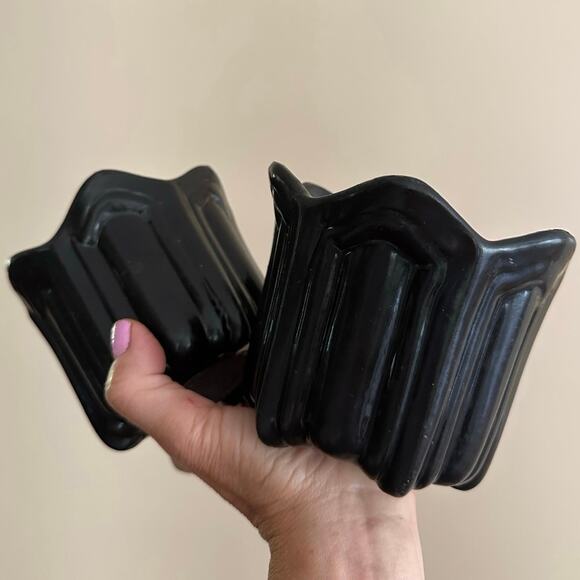 2 Vintage BON CHEF Fluted Pewter BLACK Individual Baking Serving Cups Bowls pair - Picture 3 of 16